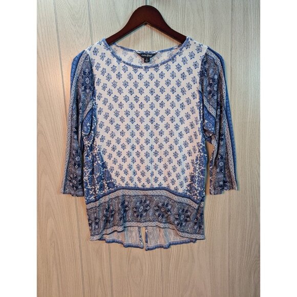 Lucky Brand Tops - Lucky Brand Top Womens Small Blue Sheer Long Sleeve BOHO Peasant Paisley Blouse